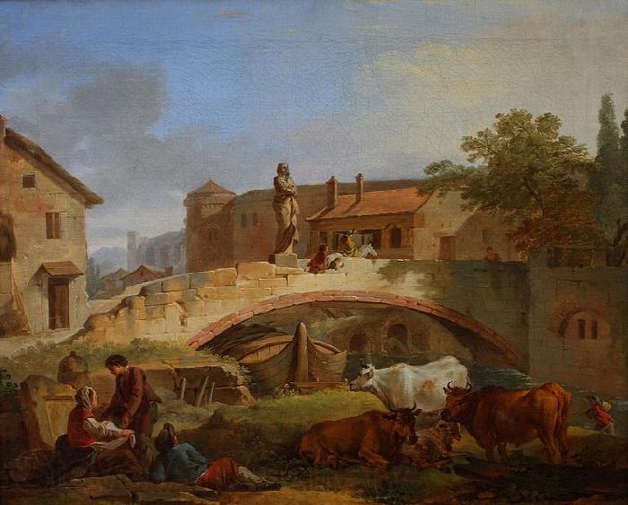 Jean-Baptiste marie pierre Village italien Spain oil painting art